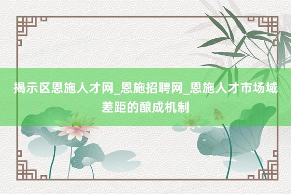 揭示区恩施人才网_恩施招聘网_恩施人才市场域差距的酿成机制